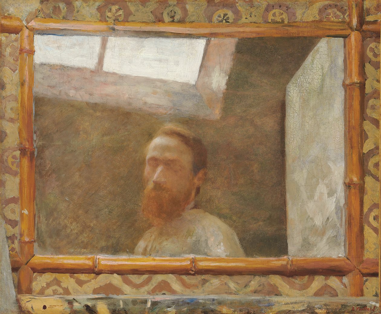 Zelfportret met een bamboespiegel, c.1890 door Edouard Vuillard