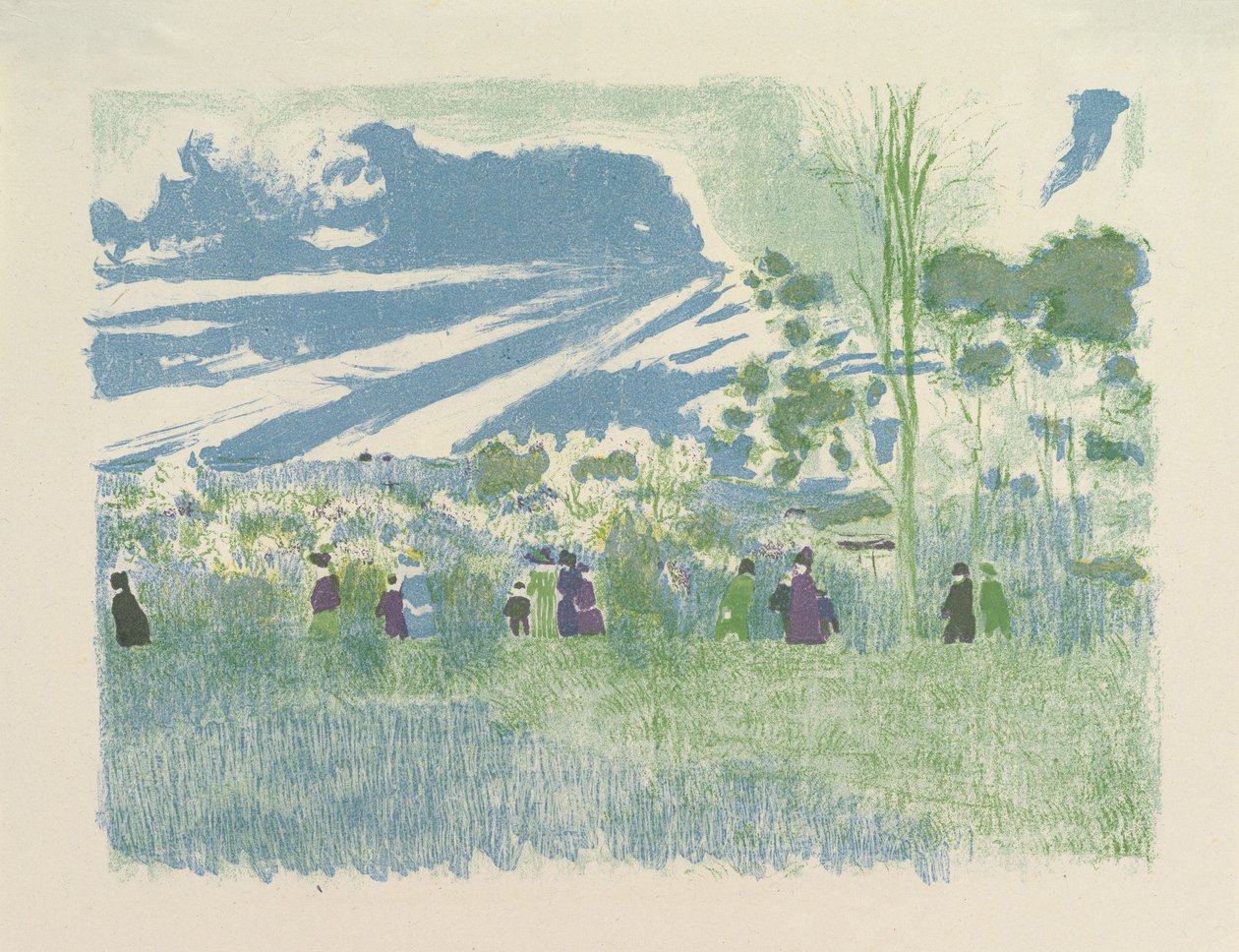 À Travers Champs (Over de Velden), uit de serie Landschappen en Interieurs. door Edouard Vuillard