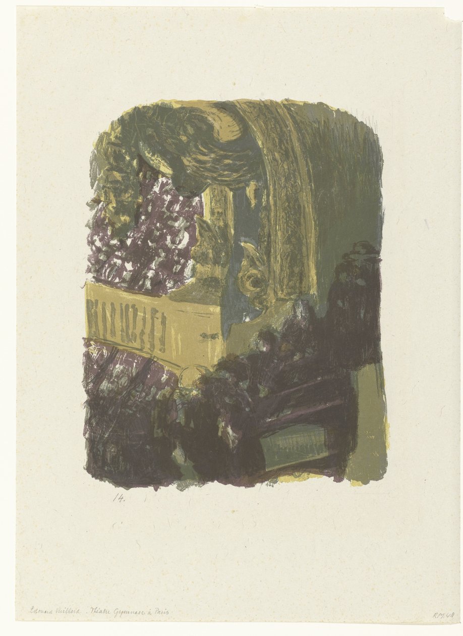 Tribune en balkons met publiek in Théâtre Gymnase in Parijs door Edouard Vuillard