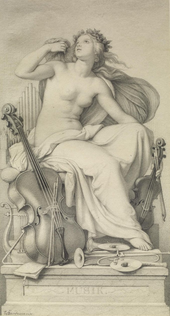 Allegorische figuur van muziek door Eduard Bendemann