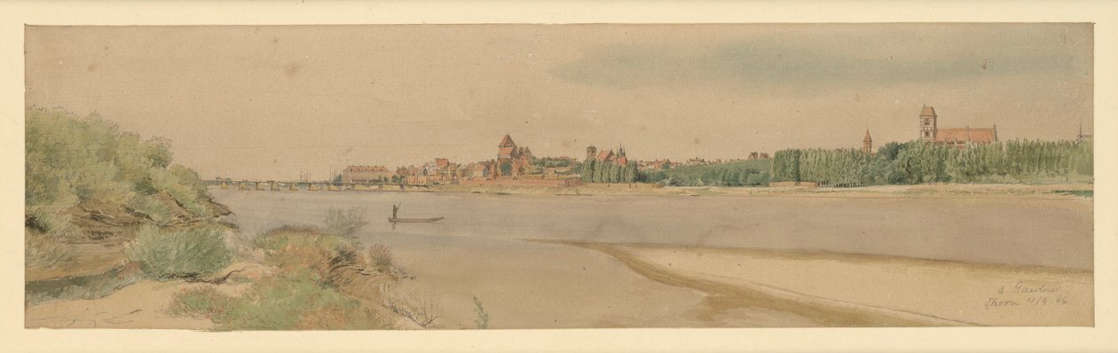 Gezicht op Thorn met de Wisła door Eduard Gaertner