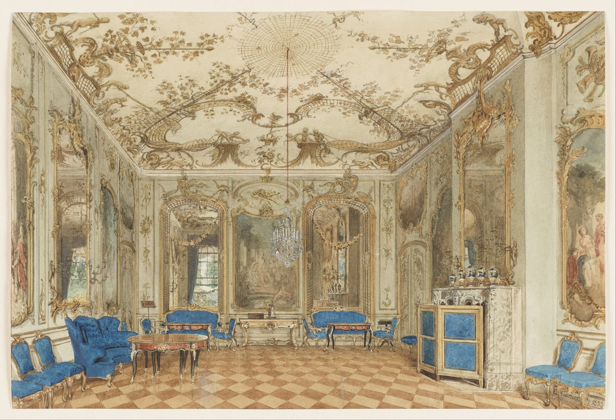 Concertzaal van paleis Sanssouci, Potsdam, Duitsland door Eduard Gaertner