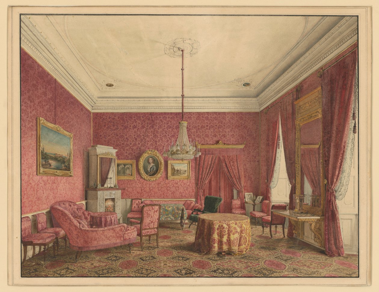 De salon van graaf Moritz von Putbus door Eduard Gaertner