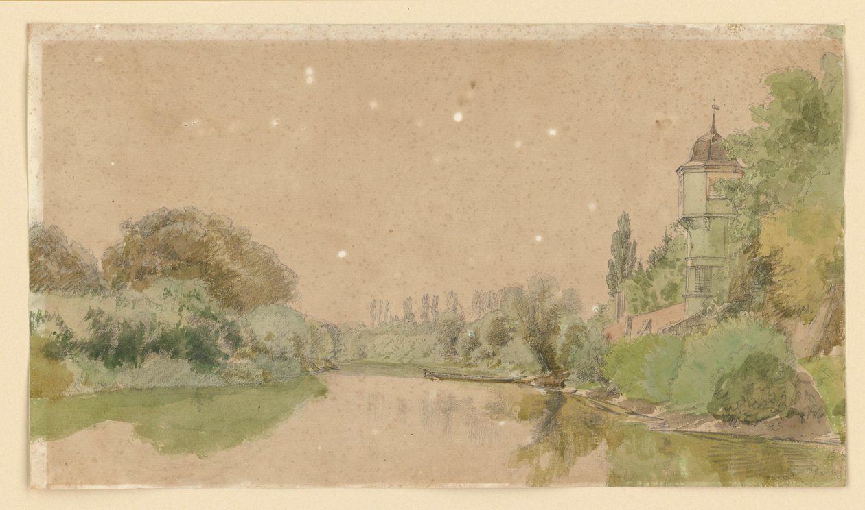 De Elbe bij Barby door Eduard Gaertner