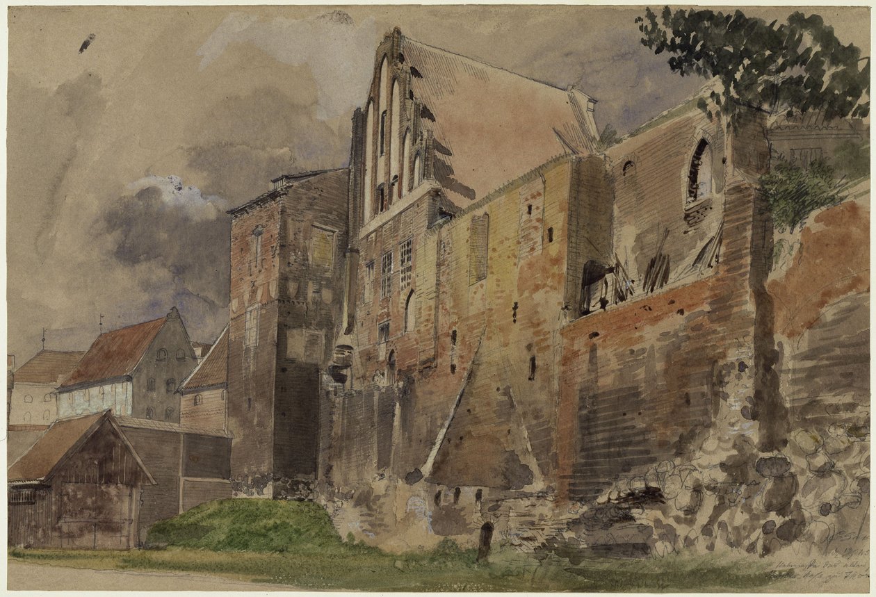 Ruïnes van het oude landhuis in Toruń door Eduard Gaertner