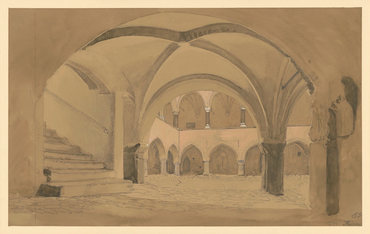 Kasteelbinnenplaats in Heilsberg door Eduard Gaertner