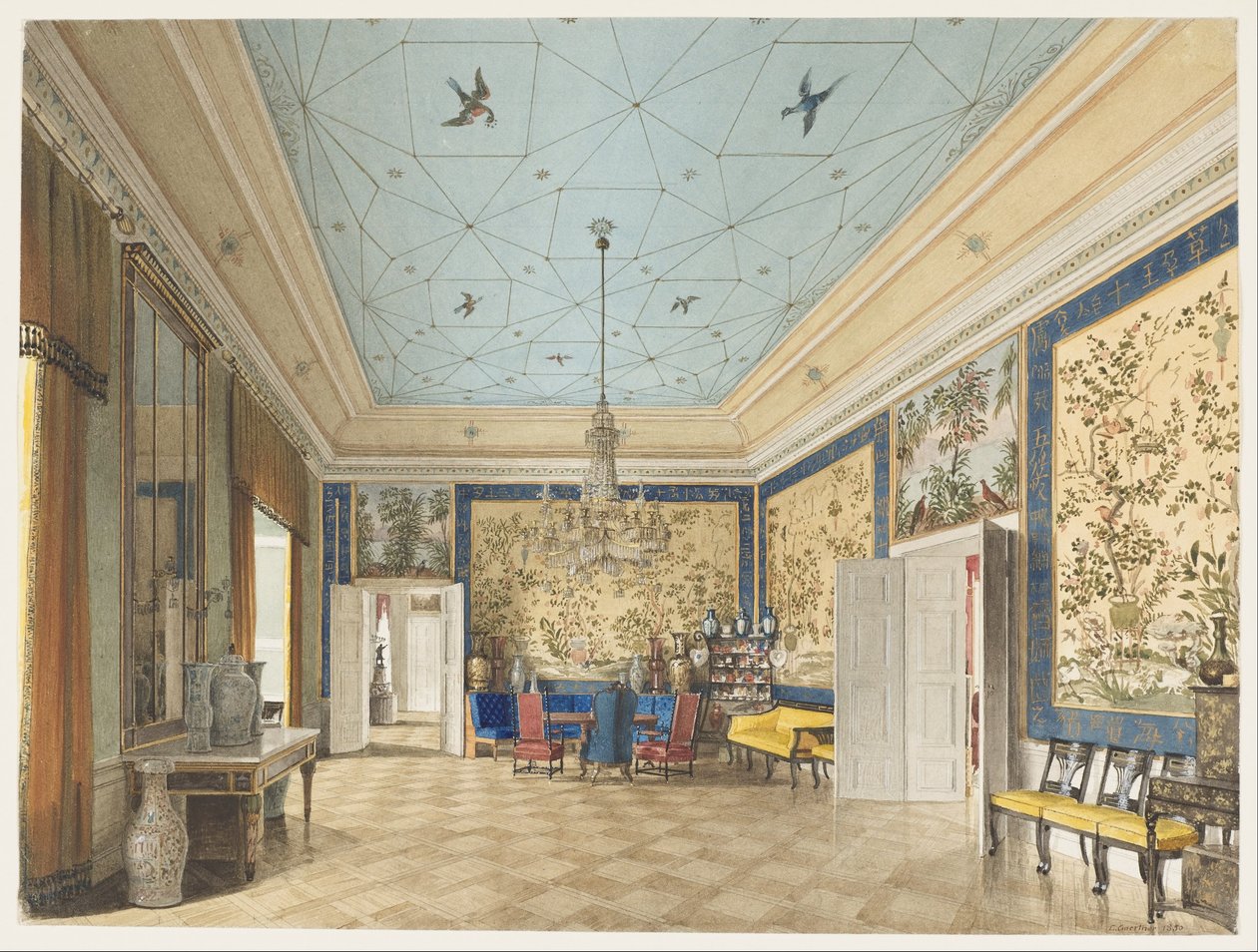 De Chinese Kamer in het Koninklijk Paleis, Berlijn door Eduard Gaertner