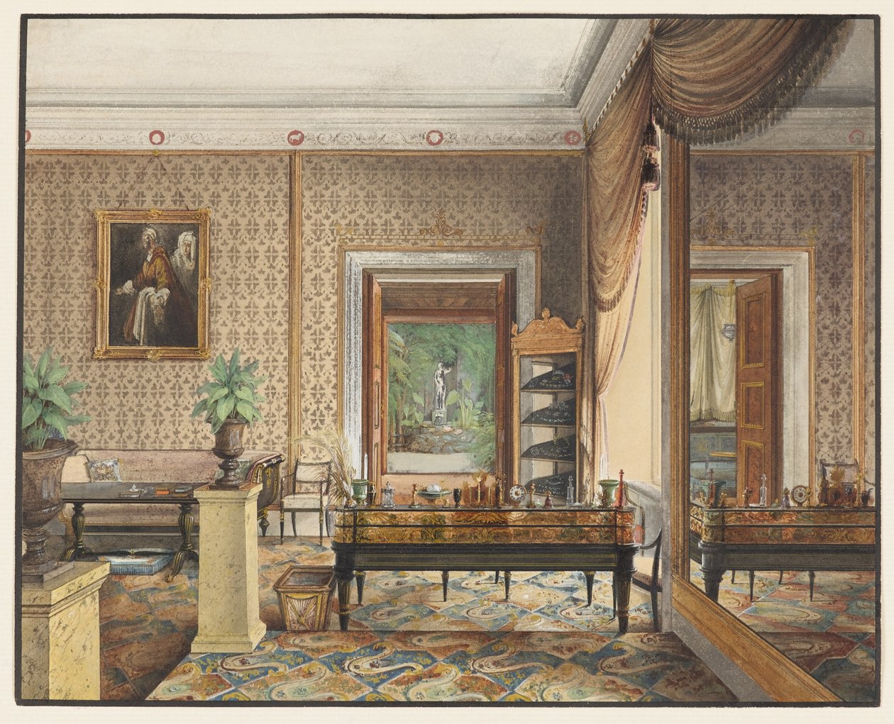 De studeerkamer van prins Karel van Pruisen door Eduard Gaertner