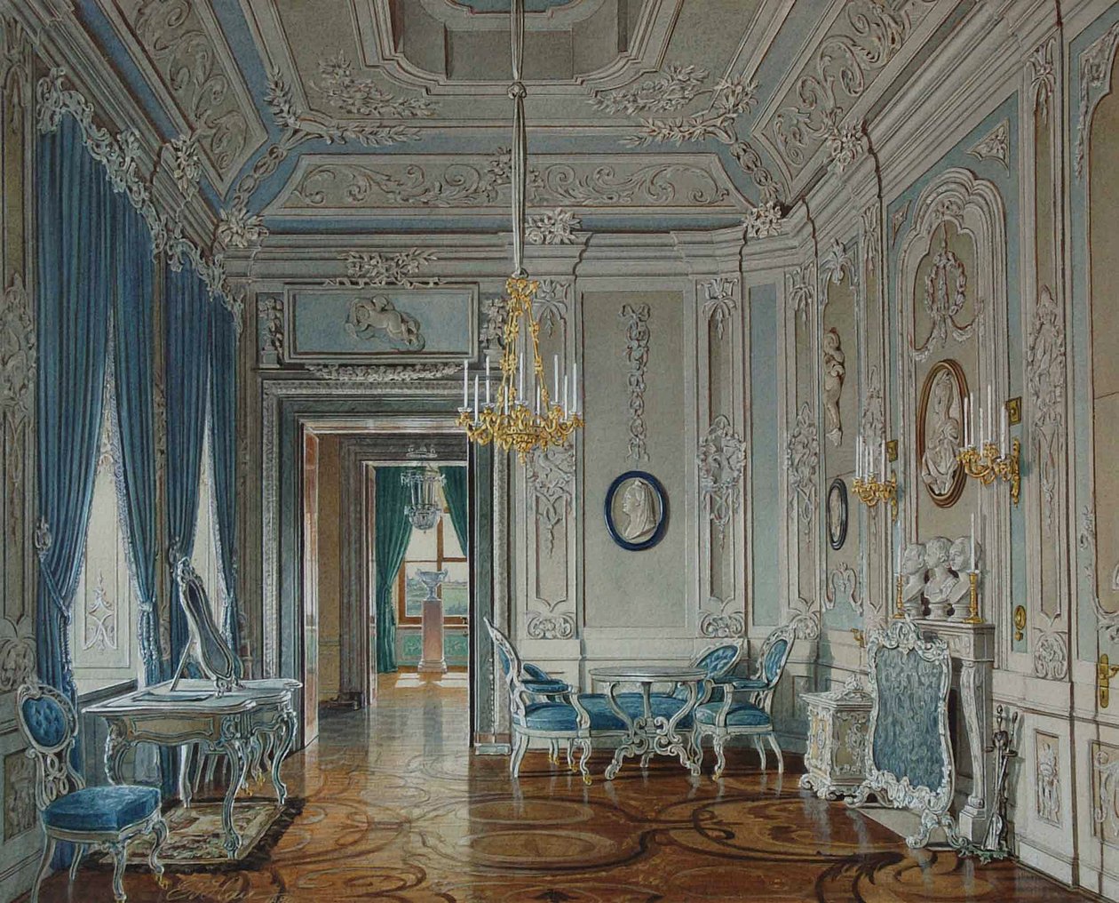 Kleedkamer van keizerin Maria Feodorovna in het Gatchina-paleis door Eduard Hau