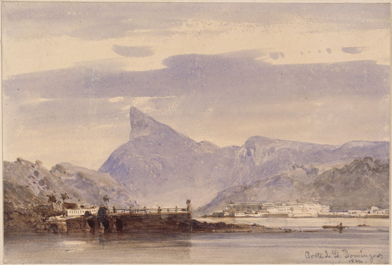 Gezicht op de haven van Santo Domingo door Eduard Hildebrandt