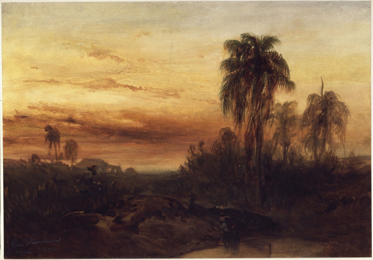 Rio de Janeiro bij zonsondergang door Eduard Hildebrandt