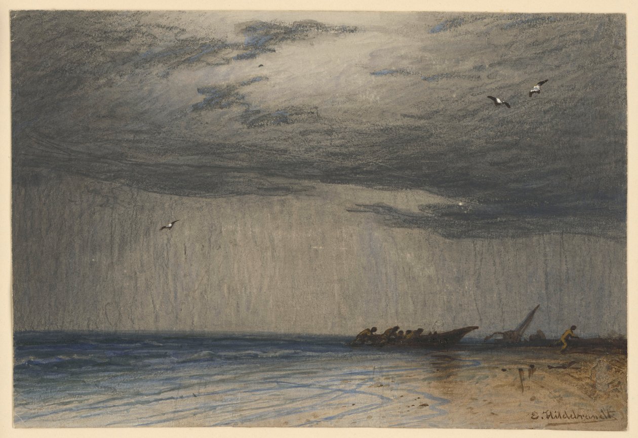 Onweer aan de kust van Ceylon door Eduard Hildebrandt