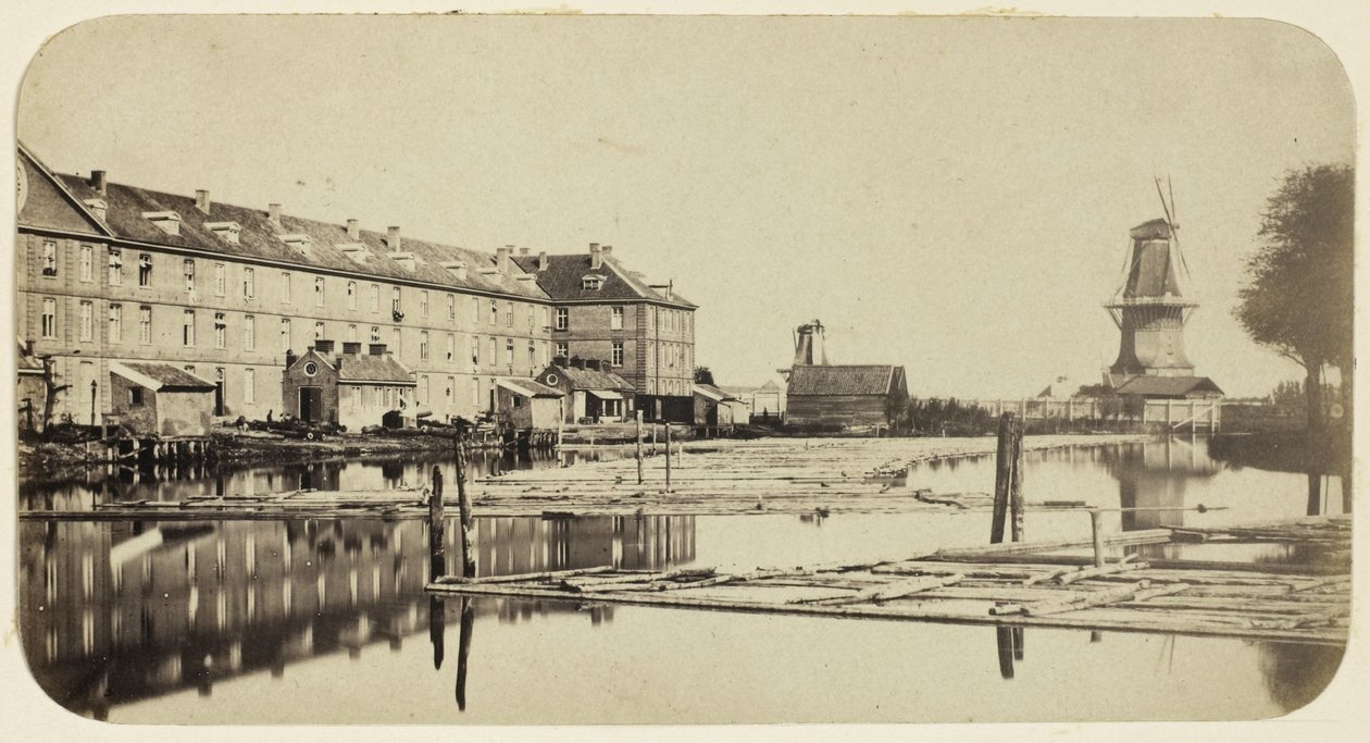 Gezicht op de Oranje-Nassau-kazerne in Amsterdam door Eduard Isaac Asser