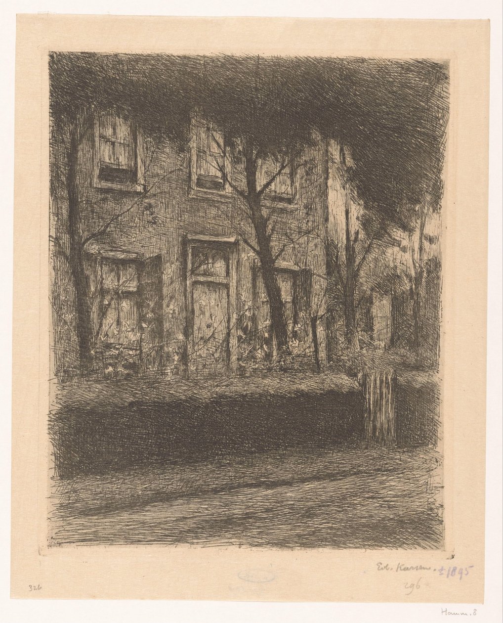 Voortuin van een huis met heg door Eduard Karsen (signed by artist)
