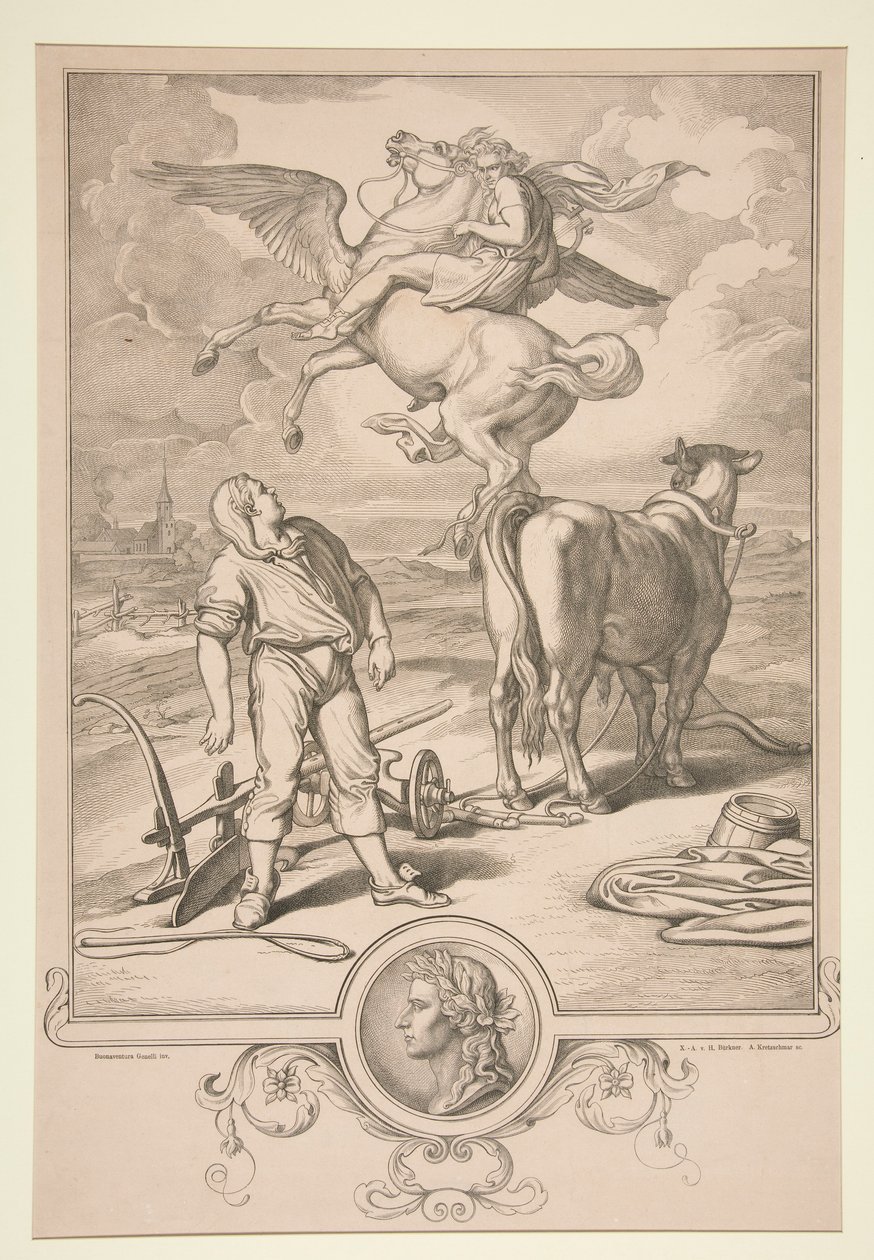 Zonder Titel (Mythologische scène) door Eduard Kretzschmar