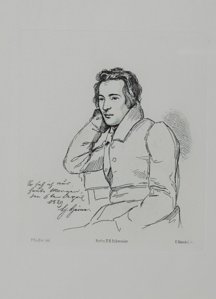 Portret van de dichter Heinrich Heine 1797-1856 Na Franz Kugler uit 1829 door Eduard Mandel