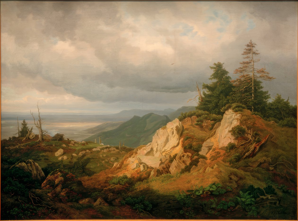 Op de Hohen Kampe met uitzicht op de Chiemsee door Eduard Schleich der Ältere