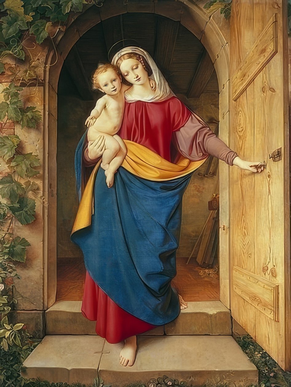 Madonna in de werkplaatsdeur. 1832 door Eduard Steinbruck