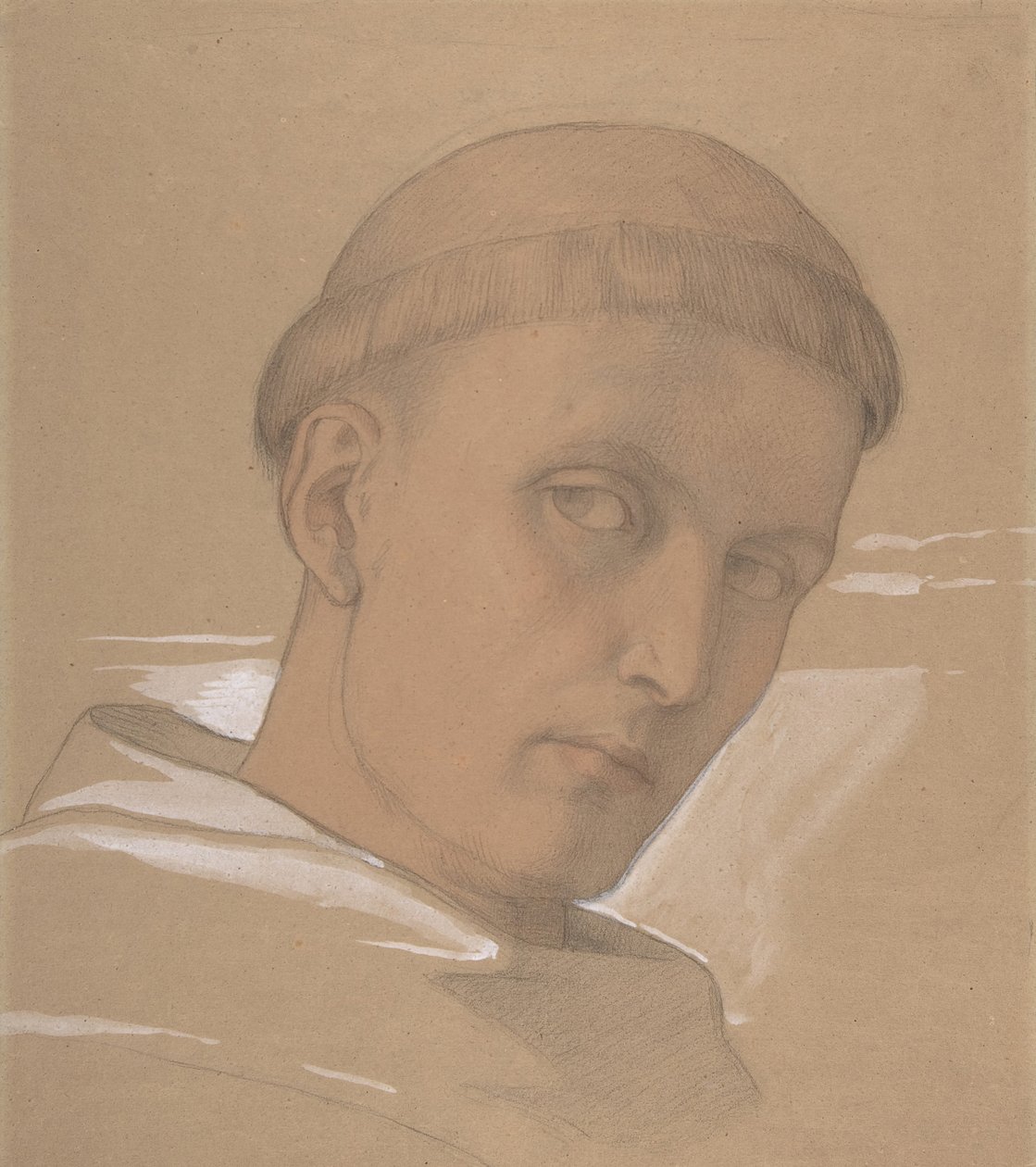 Studie van het hoofd van St. Augustinus, voor het schilderij van de Madonna en Kind..., 1846 door Eduard von Steinle