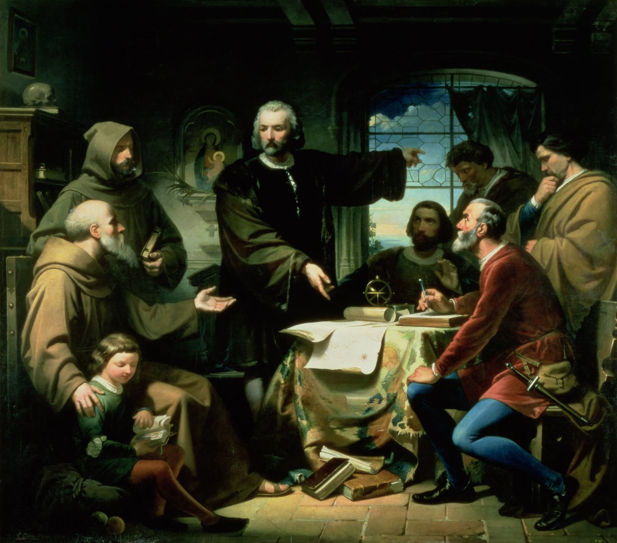 Christopher Columbus (1451-1506) in het klooster van la Rabida, 1856 door Eduardo Cano de la Peña