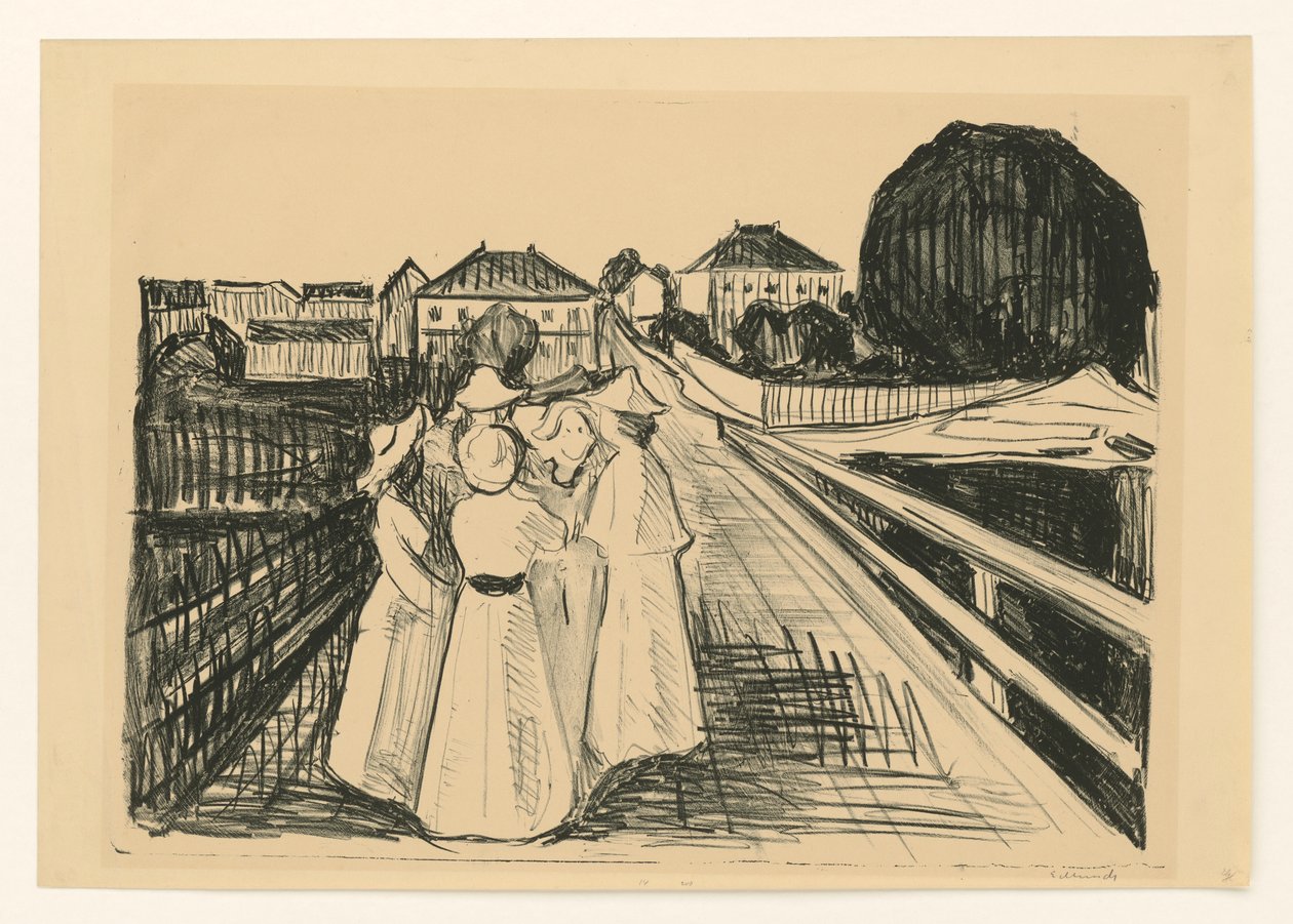 Op de brug door Edvard Munch