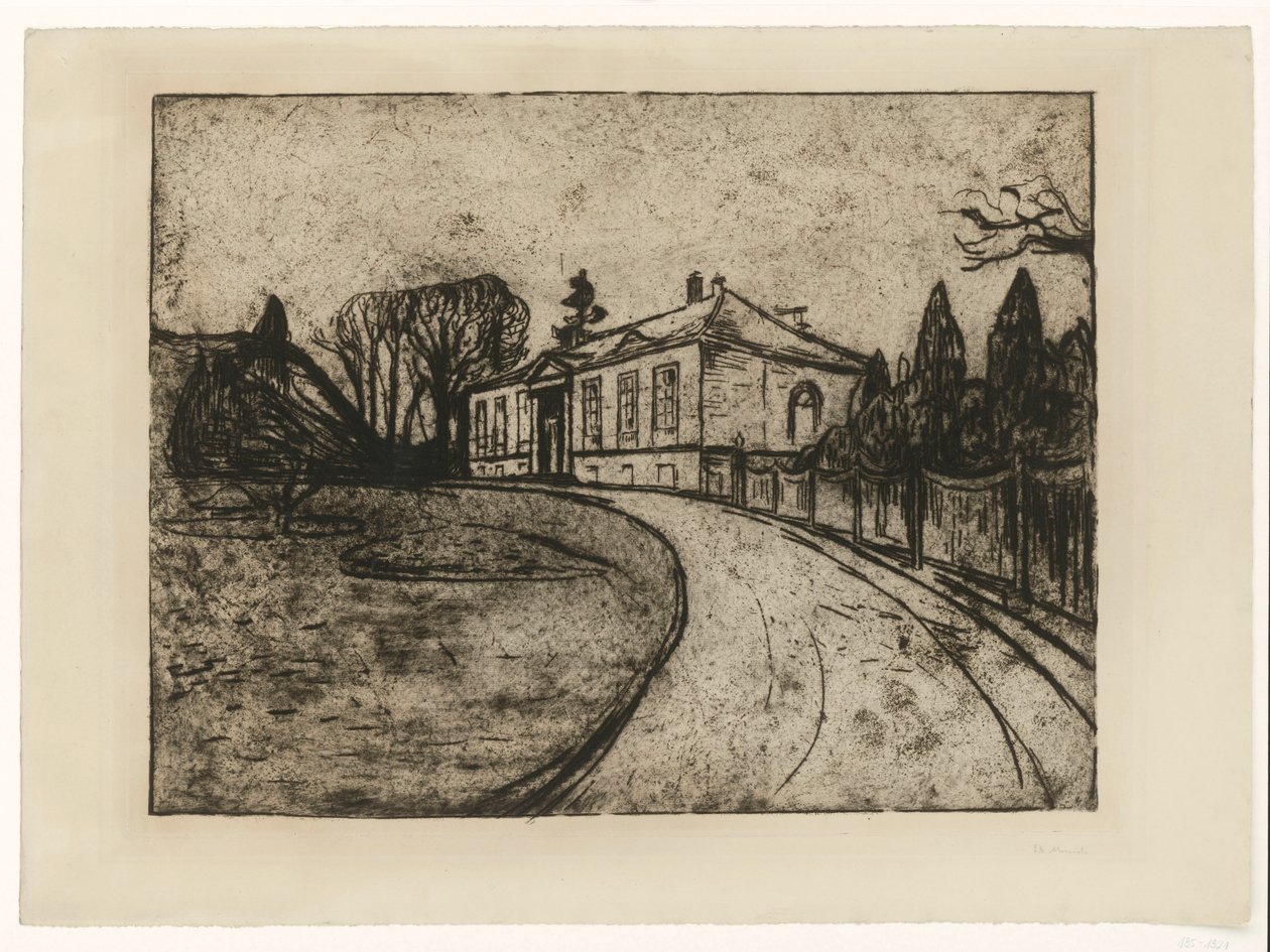 Uit de map „Uit het huis van Max Linde”: Het huis door Edvard Munch