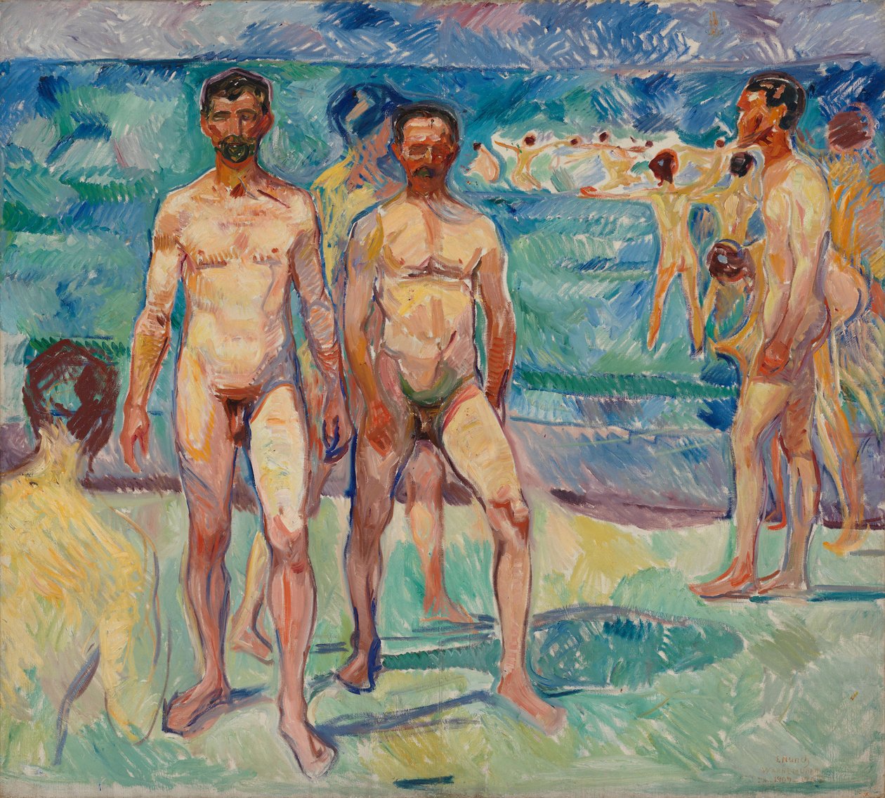 Badende mannen; Middeleeuwen door Edvard Munch