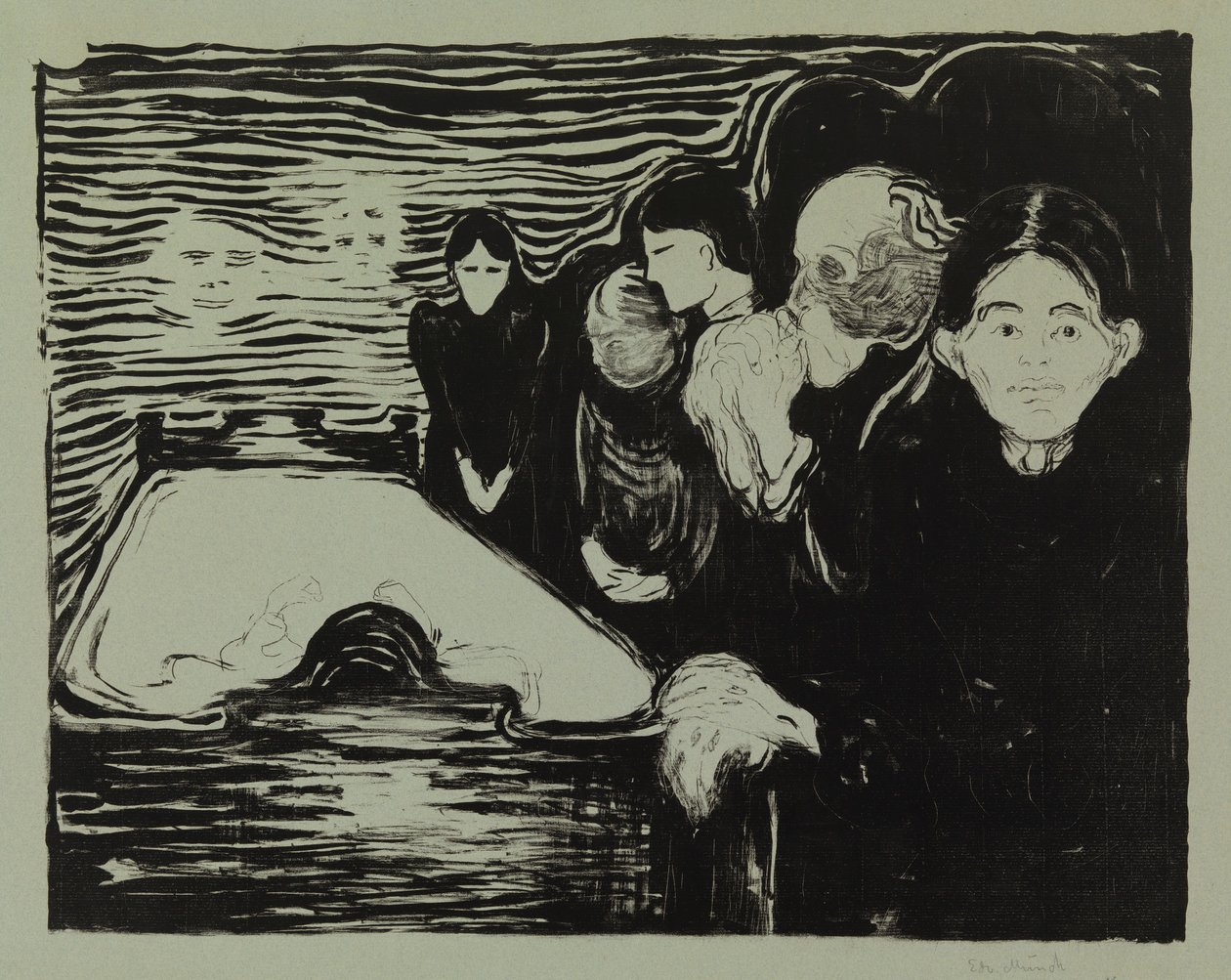Aan het sterfbed door Edvard Munch