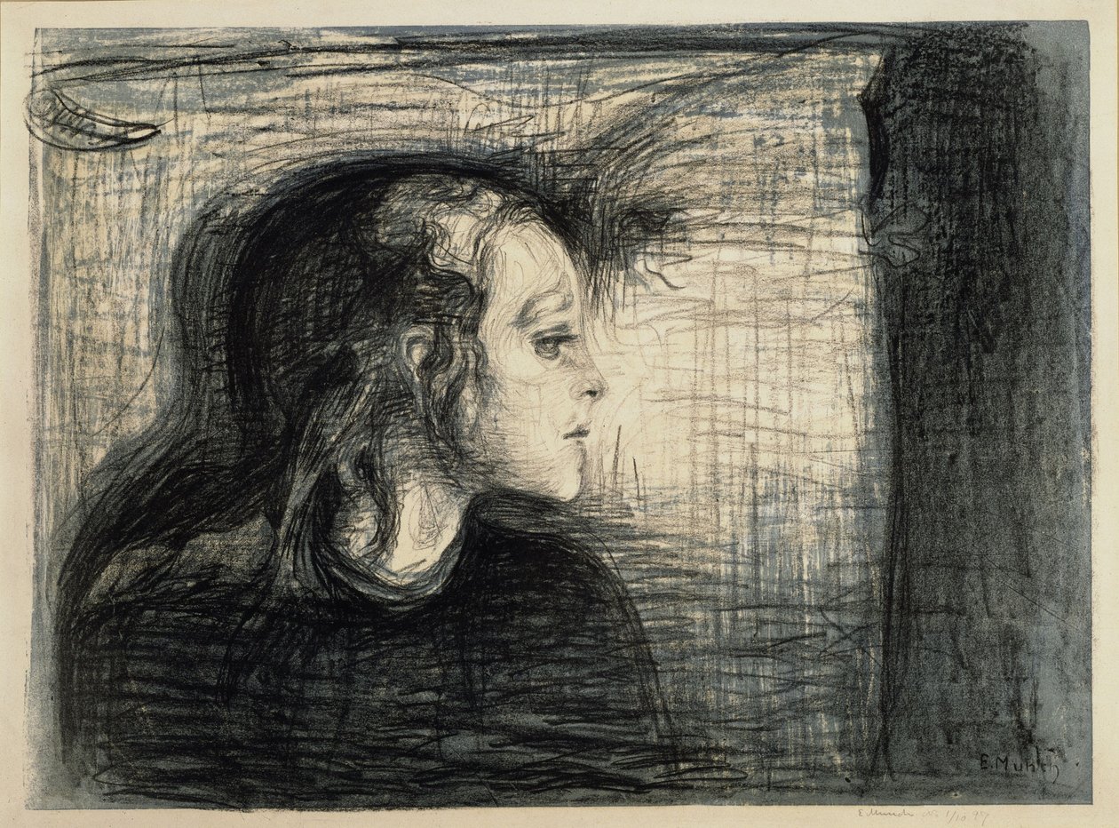 Het zieke kind I door Edvard Munch