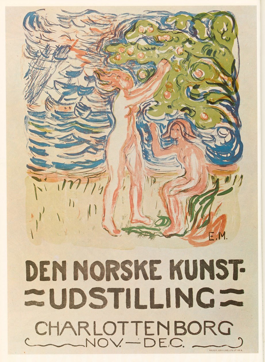 Edvard Munch: "Den Norske Kunst-Udstilling, Charlottenborg" (litho) door Edvard Munch
