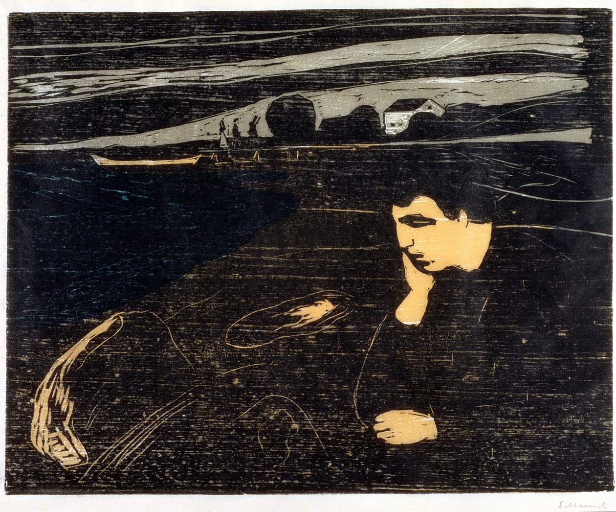 Avond, Melancholie: Op het strand door Edvard Munch