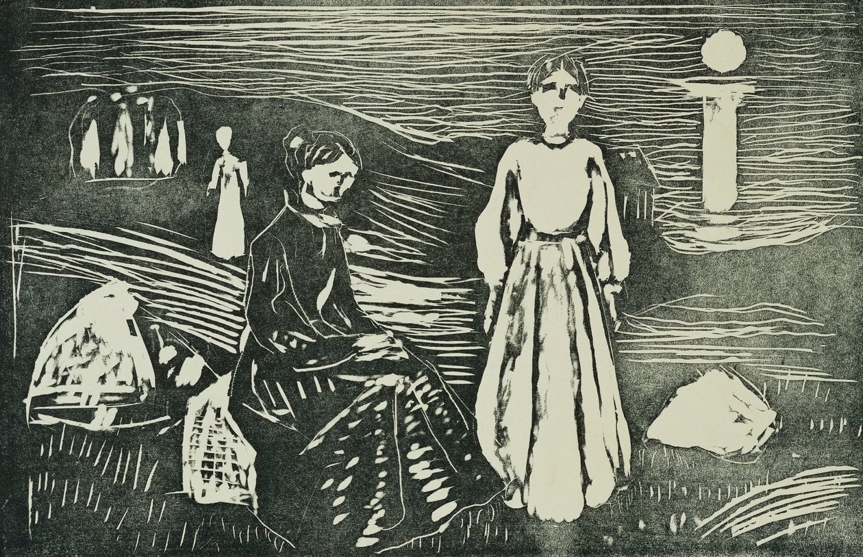 Vrouwen aan het Strand in de Zomernacht door Edvard Munch