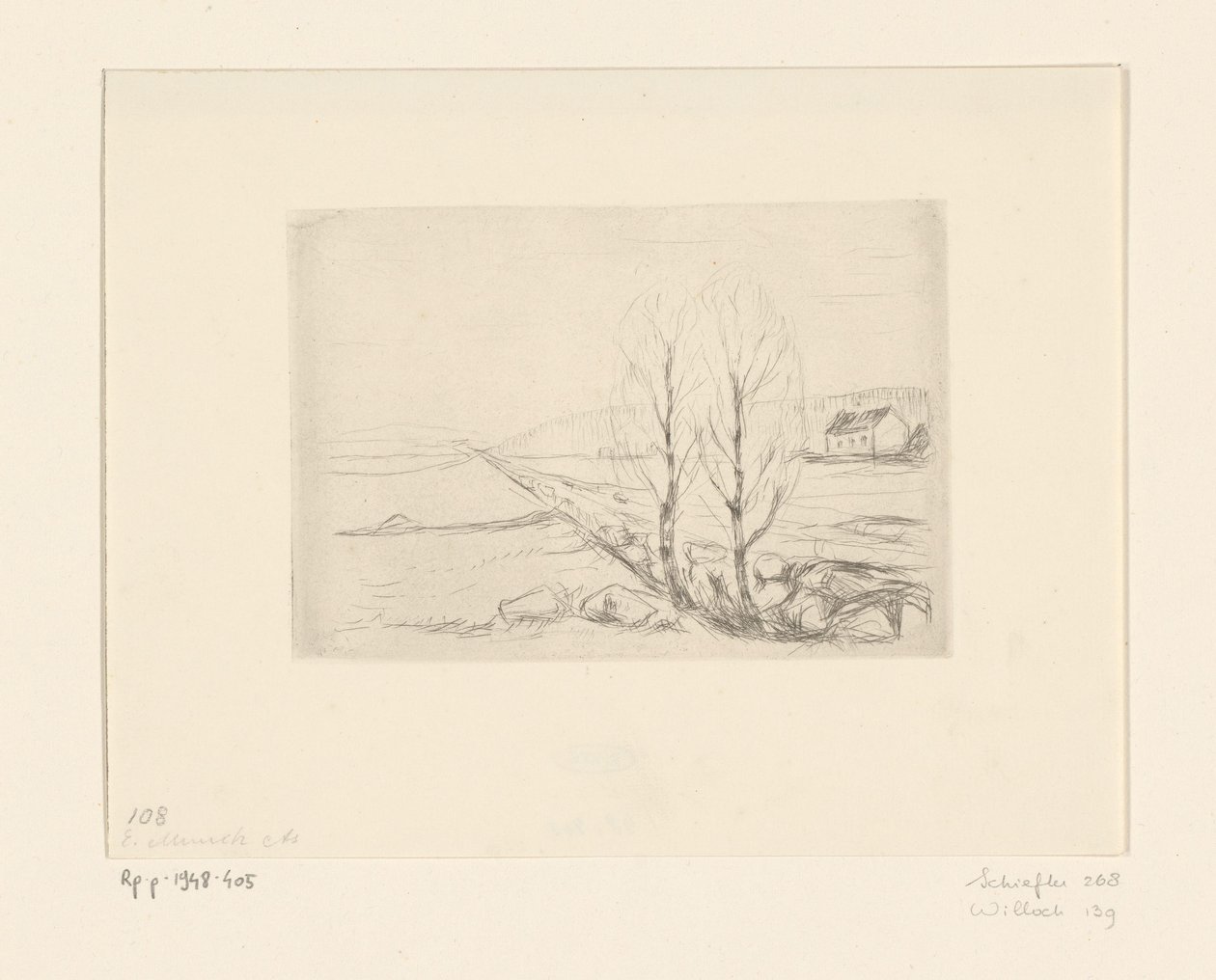 Landschap met huis door Edvard Munch