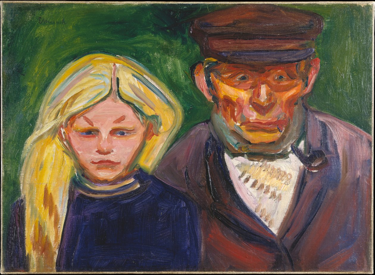 De oude visser en zijn dochter door Edvard Munch