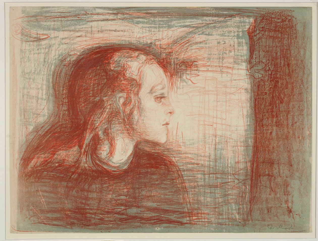 Portret van een jonge vrouw door Edvard Munch