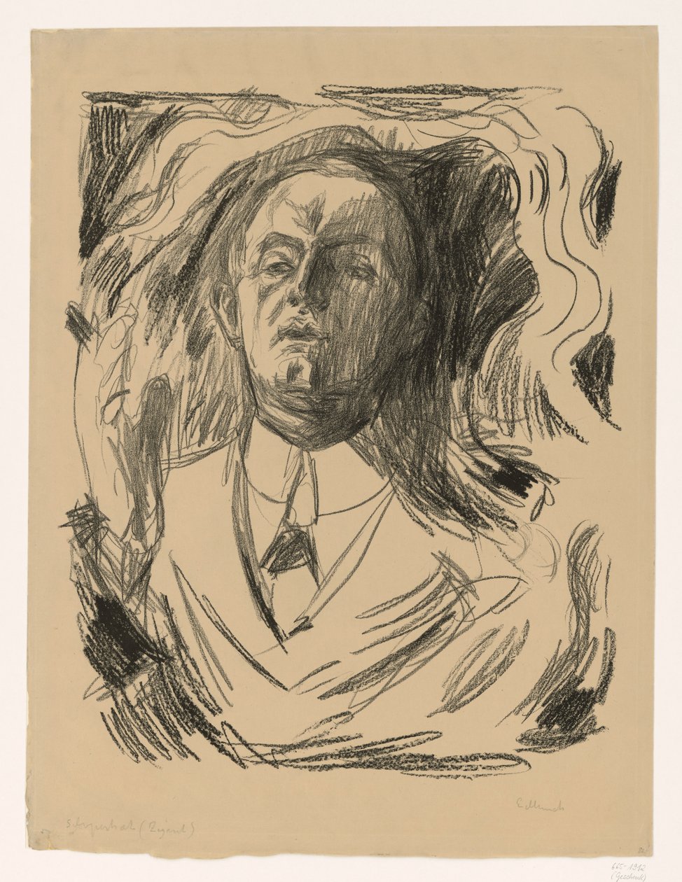 Zelfportret met sigaret door Edvard Munch