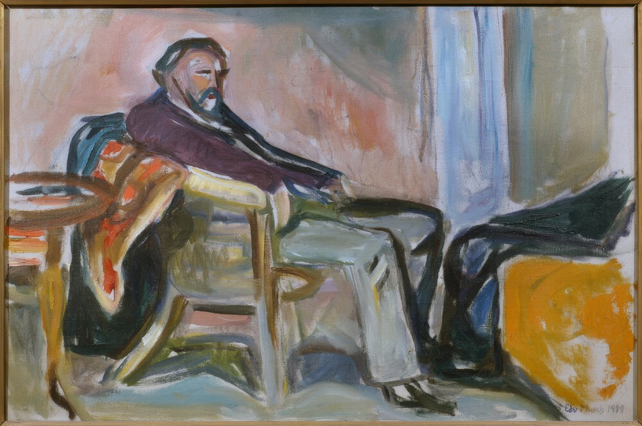 Zelfportret na griep door Edvard Munch