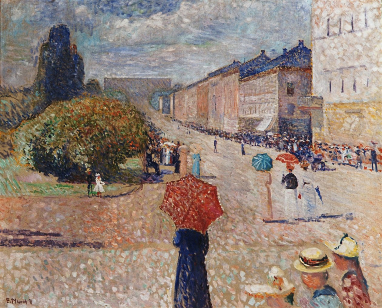Lentedag op Karl Johan Straat door Edvard Munch