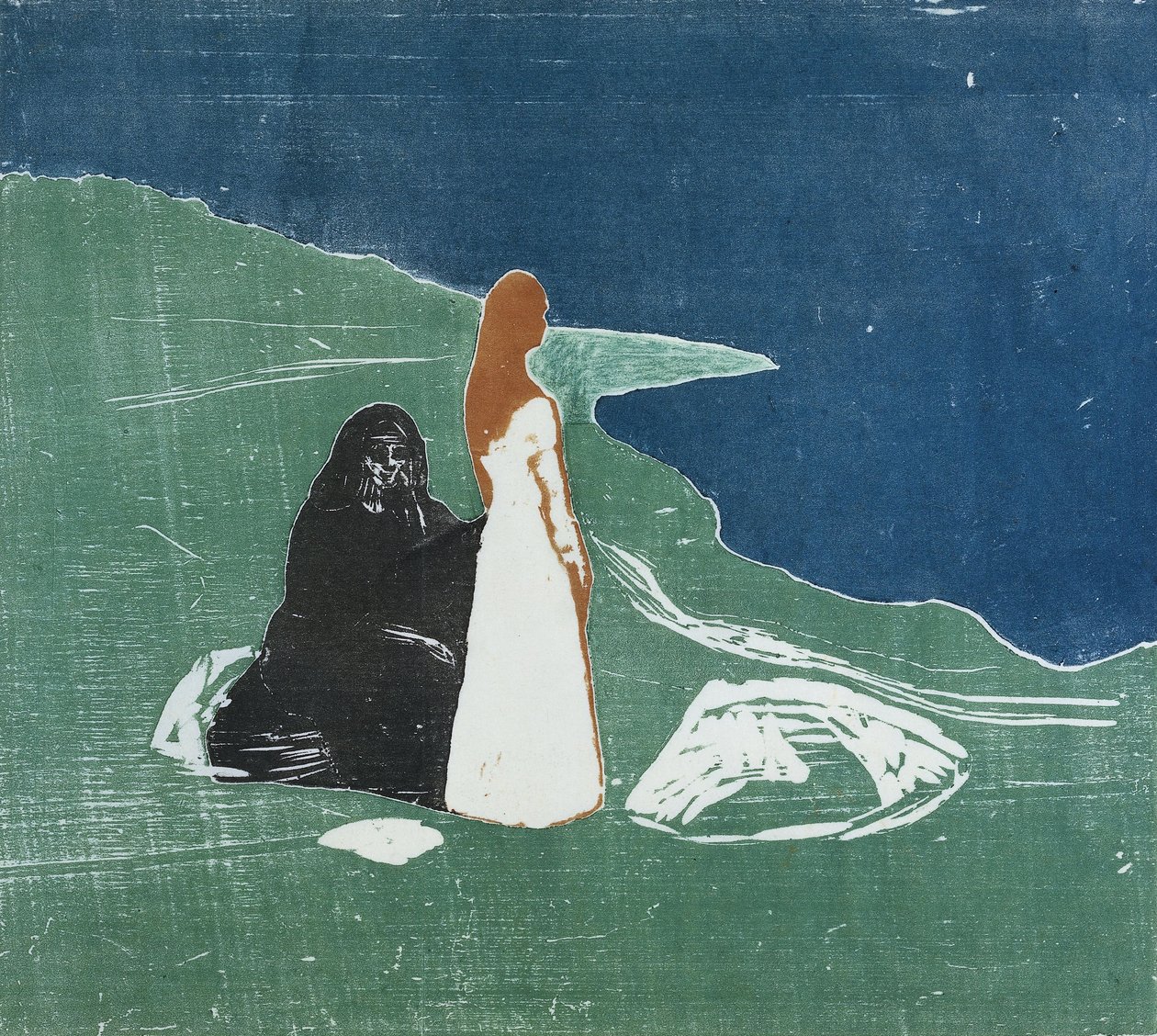 Twee vrouwen op een strand door Edvard Munch