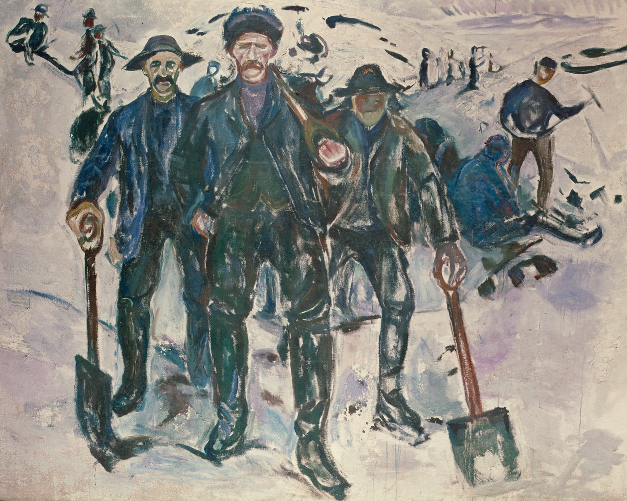 Wokers in sneeuw door Edvard Munch