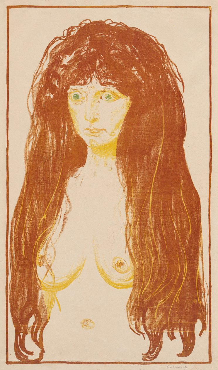 Vrouw met rood haar en groene ogen (De zonde) door Edvard Munch