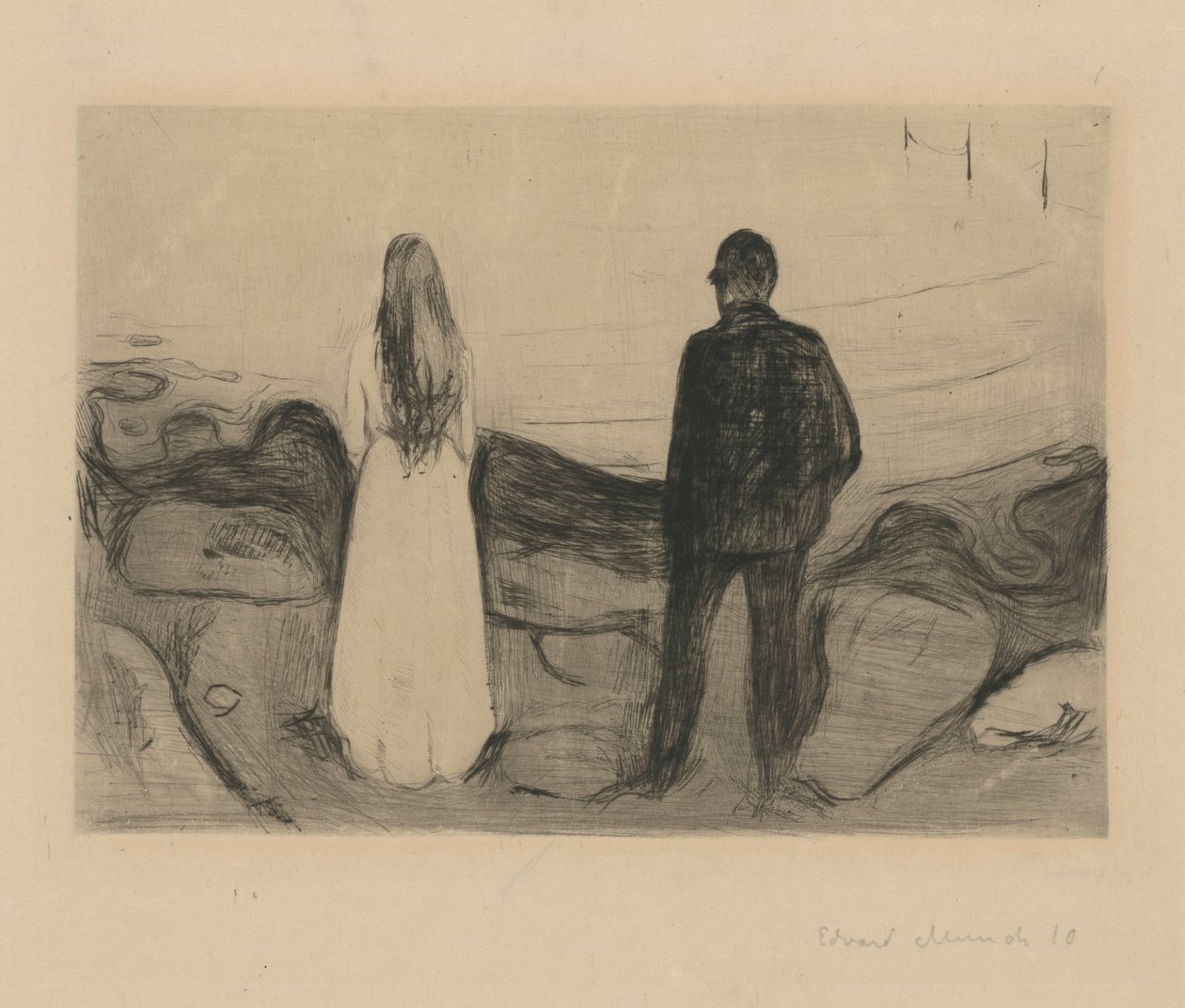 Twee mensen (De eenzamen) door Edvard Munch