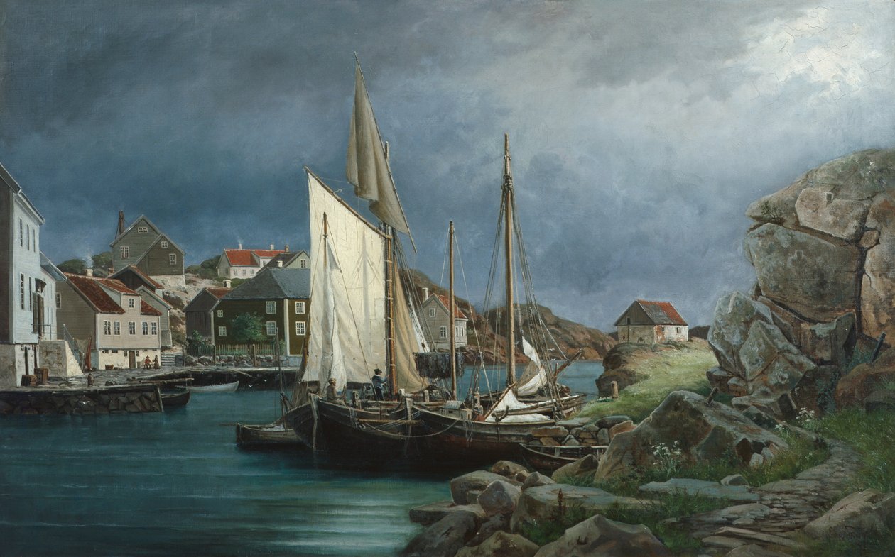Vissersdorp door Edvard Skari