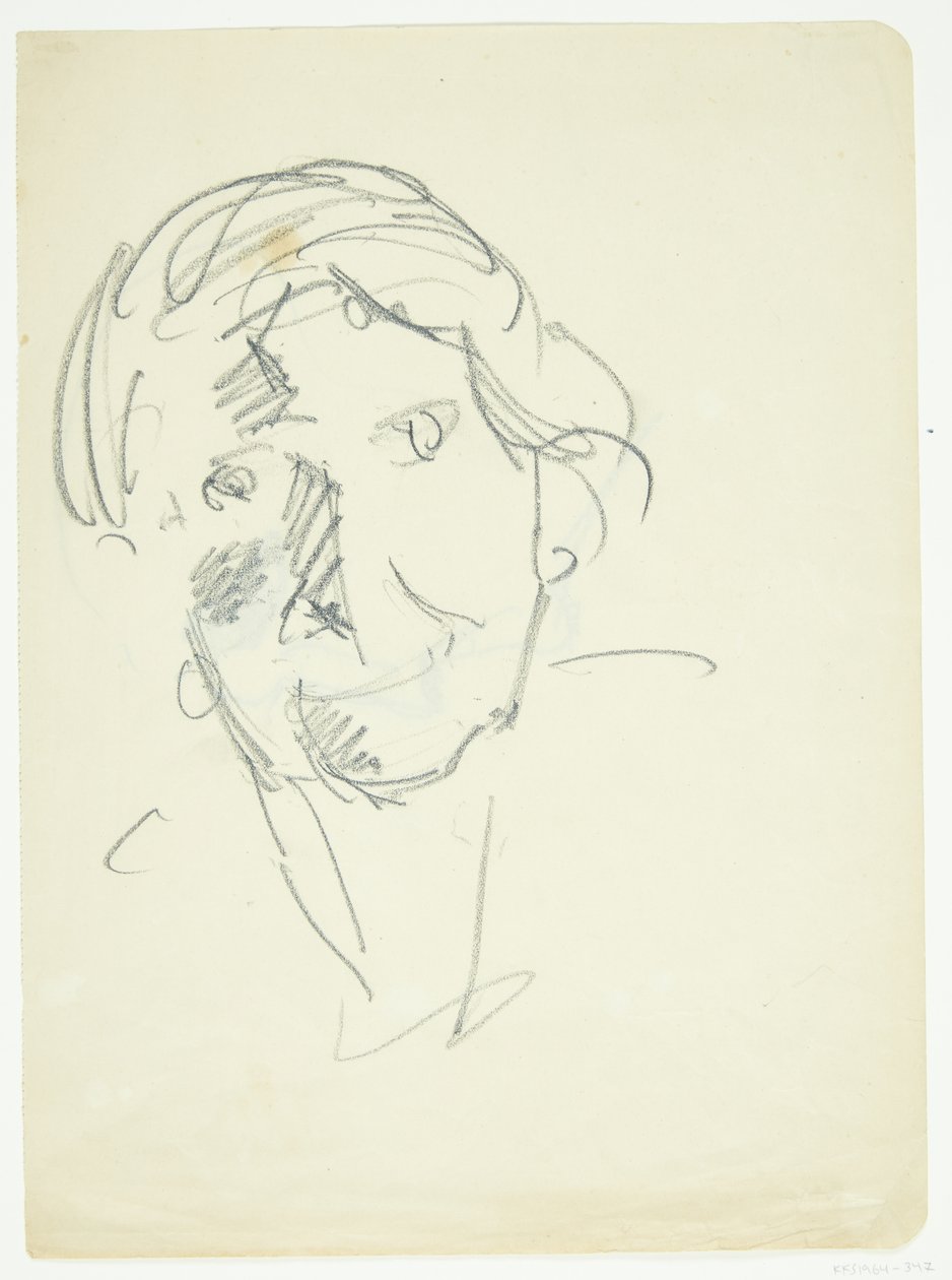 Portret van de vrouw van de kunstenaar, schilderes Agnes Weie (1878-1964), en face door Edvard Weie