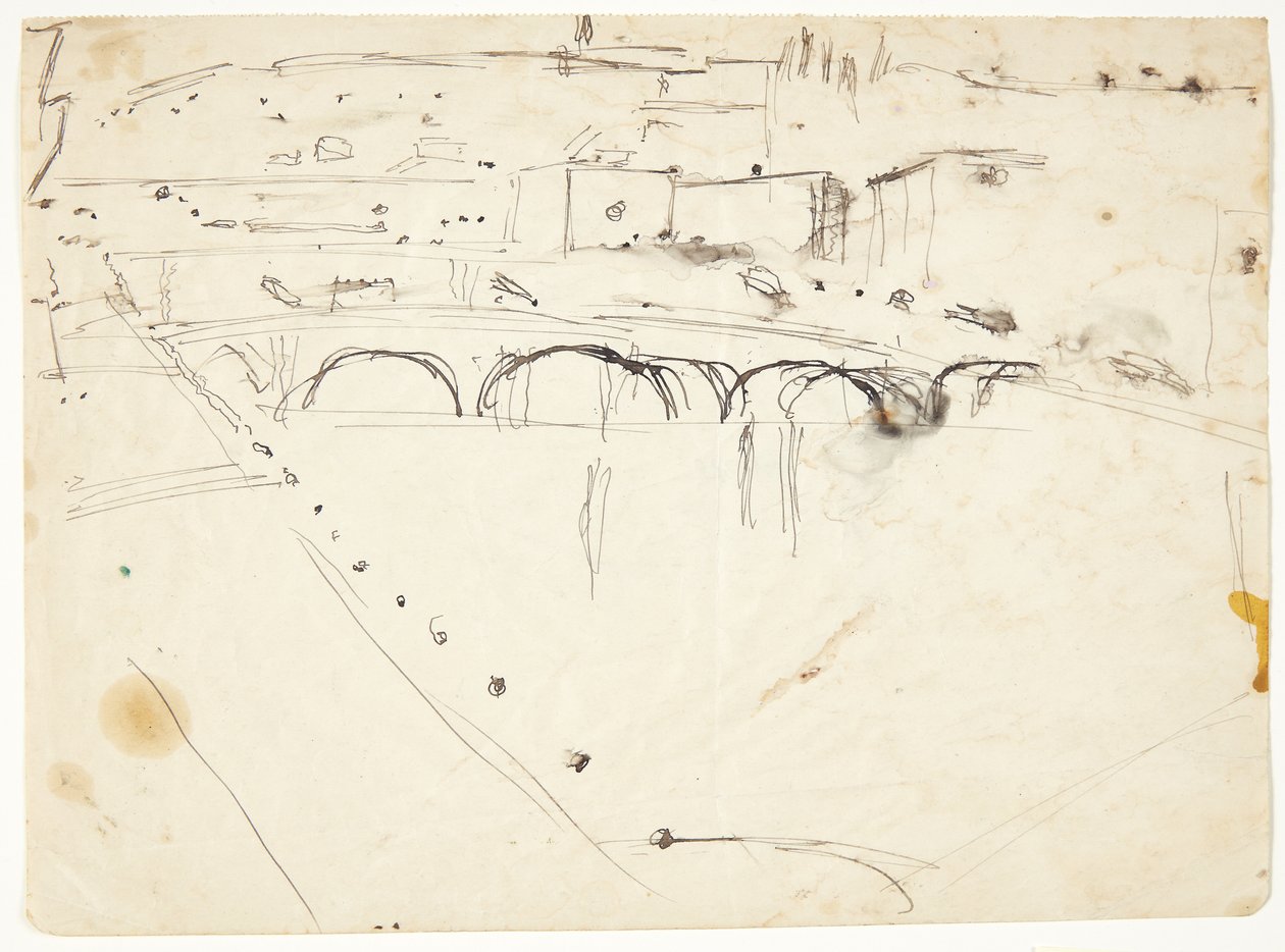 Uitzicht vanuit een raam bij Lungarno over de rivier richting Santo Spirito en San Miniato heuvels, Florence door Edvard Weie