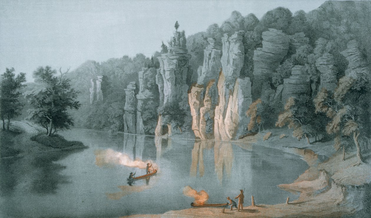 Bullard Rock aan de New River, nabij White Sulphur Springs, Giles County, 1858 door Edward Beyer