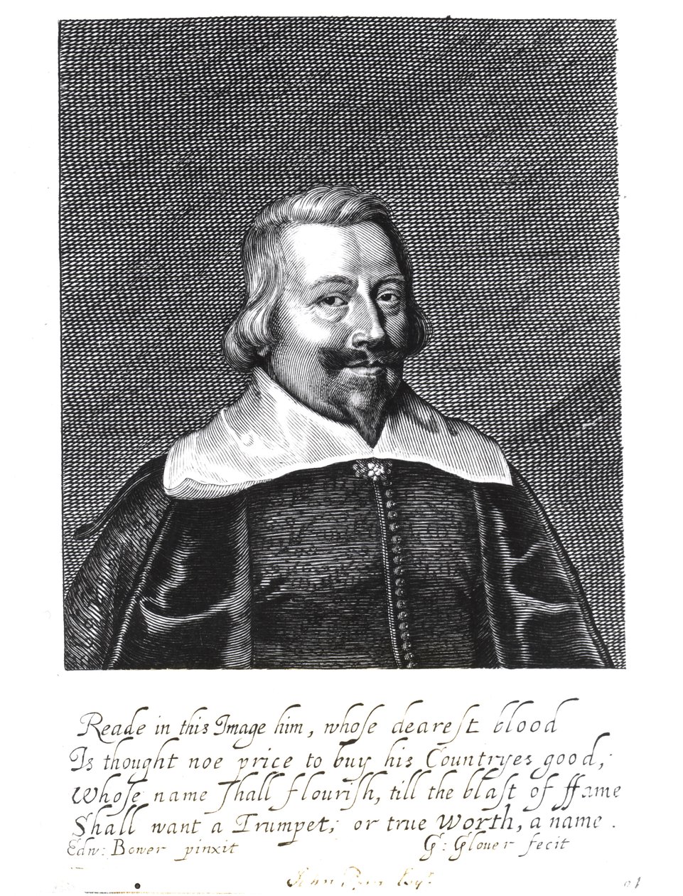 Portret van John Pym (c.1584-1643) gegraveerd door George Glover (1618-c.53) door Edward Bower