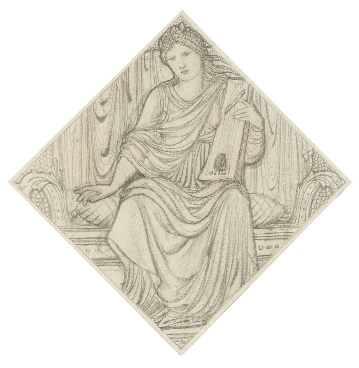 Een vrouw met een lier door Edward Burne Jones