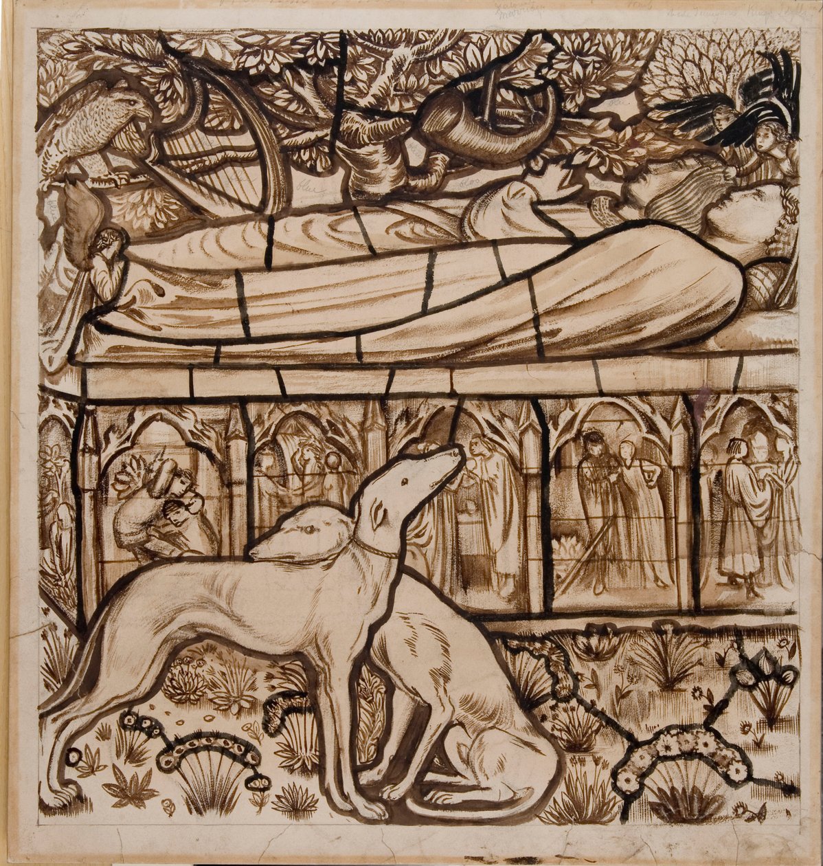 Het Graf van Tristram en Iseult door Edward Burne Jones