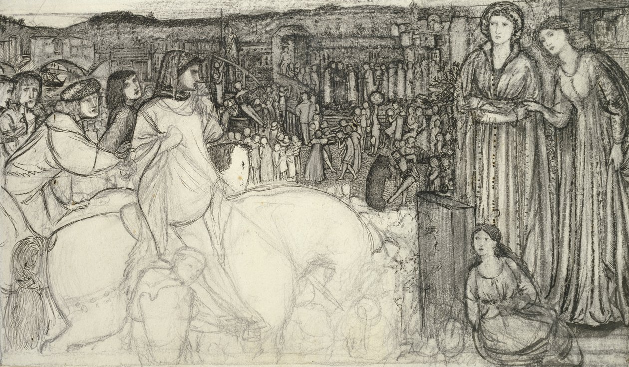 Gualdrada Donati presenteert haar dochter aan Buondelmente door Edward Burne Jones